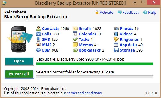 BlackBerry Backup Extractor